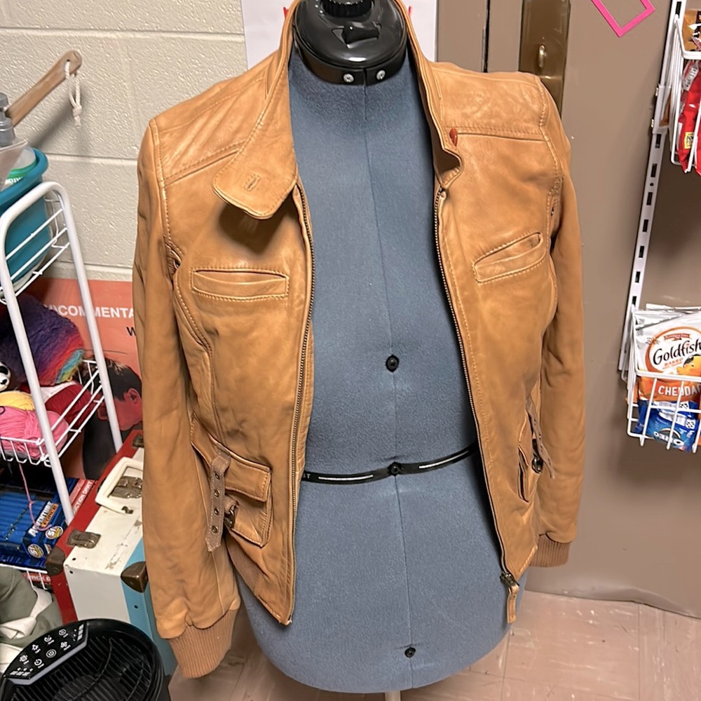 Tan leather jacket small